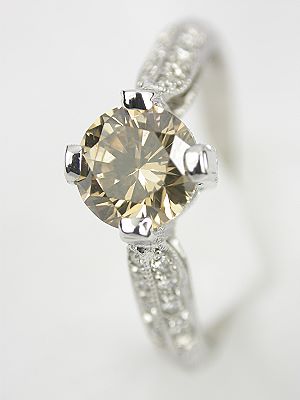 Champagne Diamond Antique Style Engagement Ring