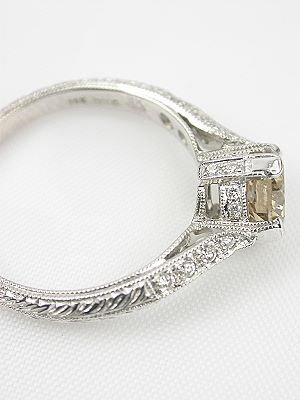 Champagne Diamond Antique Style Engagement Ring