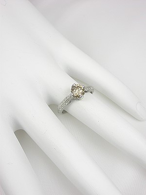 Champagne Diamond Antique Style Engagement Ring