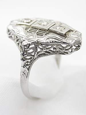 Antique Filigree Diamond Dinner Ring