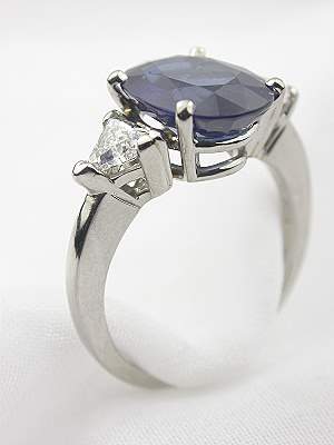 Sapphire Engagement Ring with Trillian Cut Diamonds