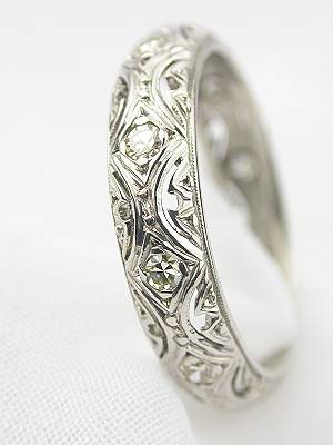 Art Deco Filigree Diamond Wedding Band