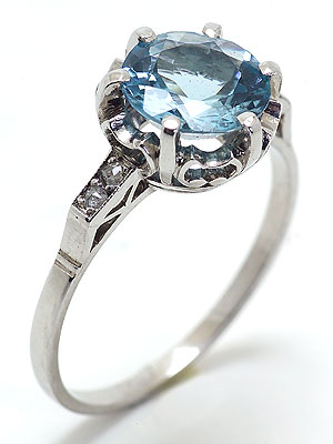 Edwardian Aquamarine Antique Engagement Ring