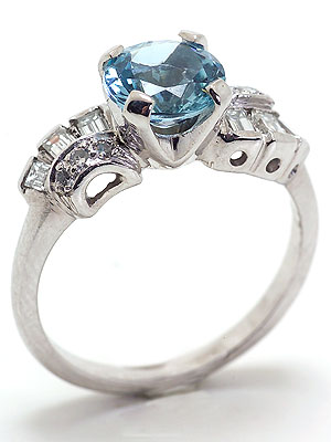 Retro Modern Aquamarine Engagement Ring