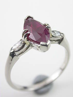 Marquise Cut Ruby Vintage Engagement Ring