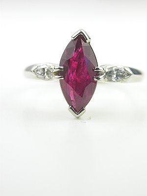 Marquise Cut Ruby Vintage Engagement Ring