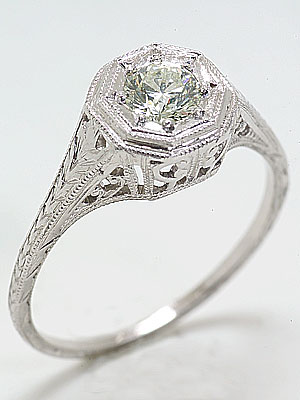 Art Deco Filigree Antique Engagement Ring