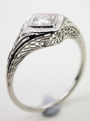 Filigree and Diamond Antique Engagement Ring