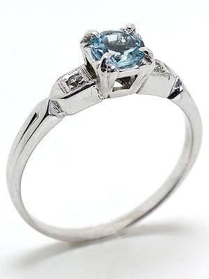 1935 Antique Aquamarine Engagement Ring