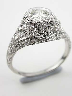 Handwrought Edwardian Diamond Engagement Ring