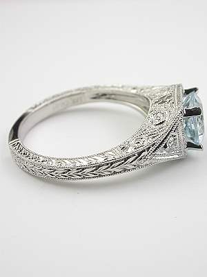 Filigree Aquamarine Engagement Ring