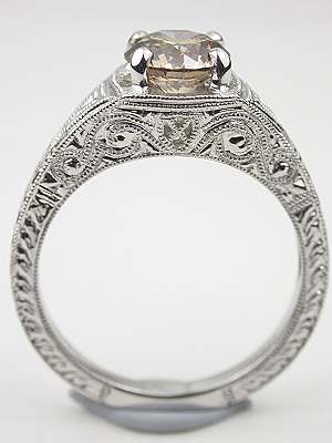 Filigree Engagement Ring with Fancy Diamond