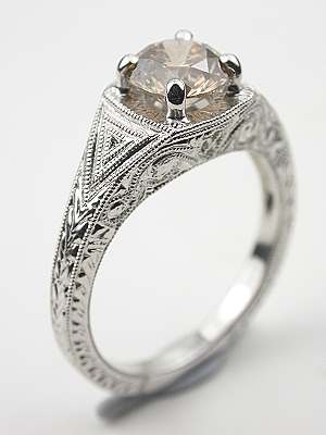 Filigree Engagement Ring with Fancy Diamond