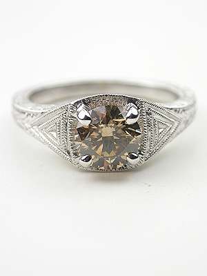 Filigree Engagement Ring with Fancy Diamond