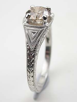 Filigree Engagement Ring with Fancy Diamond