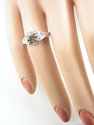 Filigree Engagement Ring with Fancy Diamond