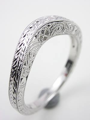 Vintage Style Wedding Ring with Carved Design