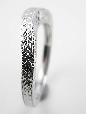 Vintage Style Wedding Ring with Carved Design