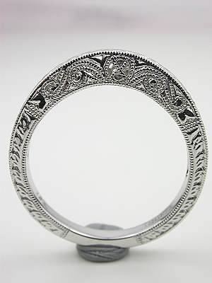 Vintage Style Wedding Ring with Carved Design