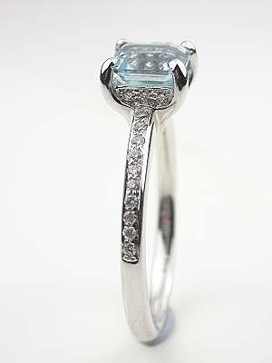 Asscher Cut Aquamarine Engagement Ring