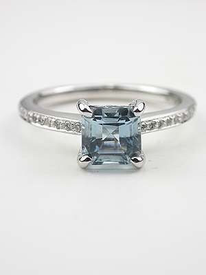 Asscher Cut Aquamarine Engagement Ring