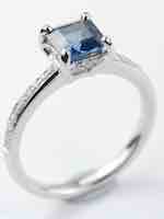 Emerald Cut Blue Sapphire Engagement Ring