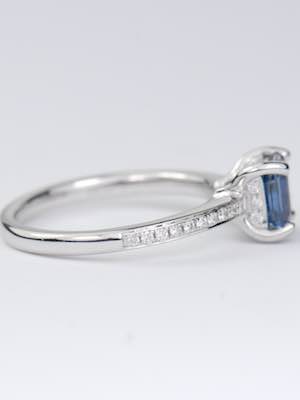 Emerald Cut Blue Sapphire Engagement Ring