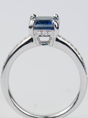 Emerald Cut Blue Sapphire Engagement Ring