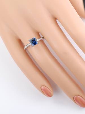 Emerald Cut Blue Sapphire Engagement Ring