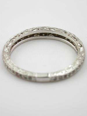 Filigree and Diamond Antique Style Wedding Band