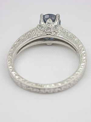 Sapphire Engagement Ring with Flower Motif