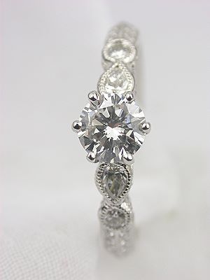 Diamond Engagement Ring with Pear Shaped Diamonds