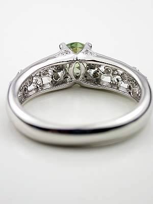 Green Sapphire Engagement Ring with Vine and Leaf Design