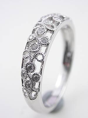 Floral Wedding Band with Diamonds