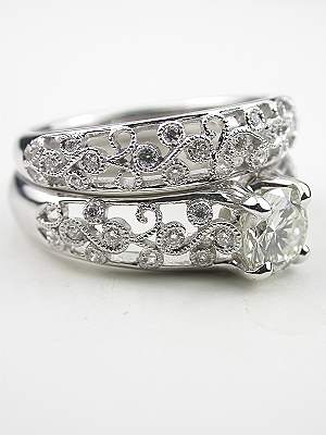 Floral Wedding Band with Diamonds