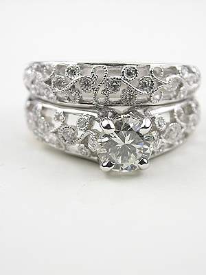 Floral Wedding Band with Diamonds