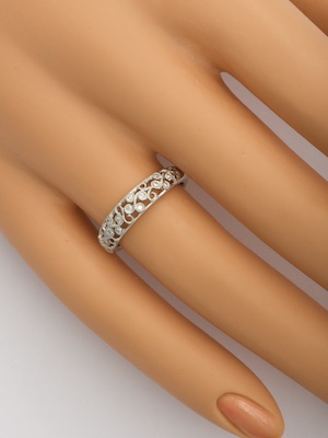 Floral Wedding Band with Diamonds