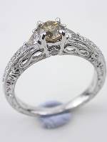 Champagne Diamond Vintage Style Engagement Ring 