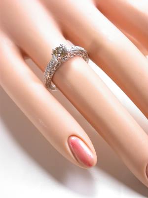 Champagne Diamond Vintage Style Engagement Ring 