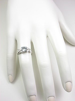 Aquamarine and Marquise Diamond Engagement Ring