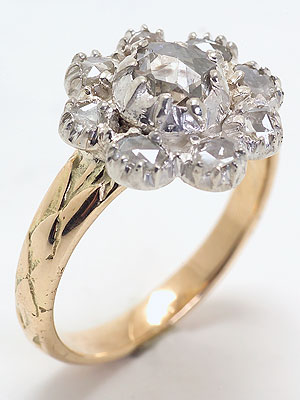 Antique Victorian rose Cut Diamond Engagement Ring