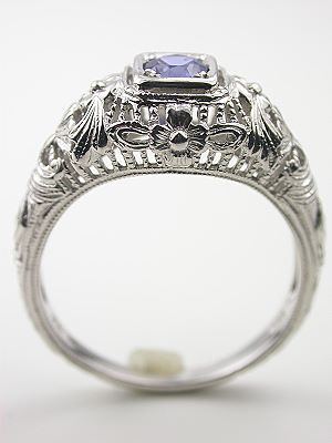Antique Style Filigree Sapphire Engagement Ring