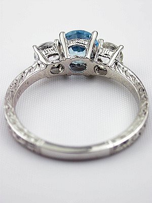 Aquamarine and White Sapphire Engagement Ring