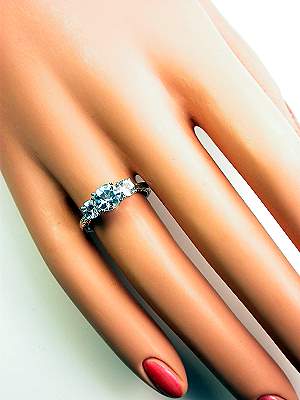 Aquamarine and White Sapphire Engagement Ring