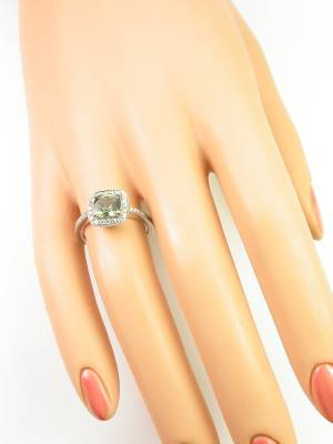 Cushion Cut Green Sapphire Engagement Ring