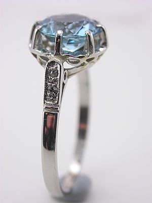 Antique Aquamarine Engagement Ring in Platinum