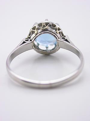 Antique Aquamarine Engagement Ring in Platinum
