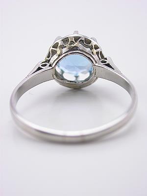 Antique Aquamarine Engagement Ring in Platinum