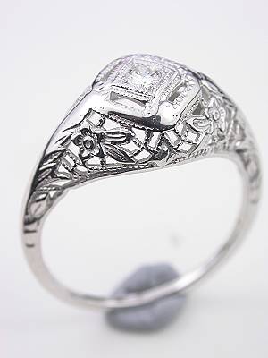 Edwardian Antique Filigree Diamond Engagement Ring