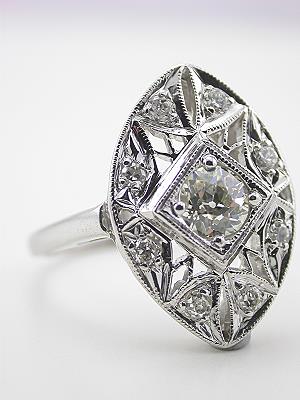 Antique Cocktail Ring with Old European Cut Diamonds